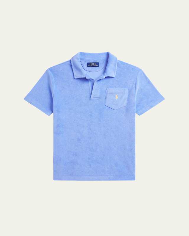 Boy's Terry Pony Embroidered Polo Shirt, Size S-XL